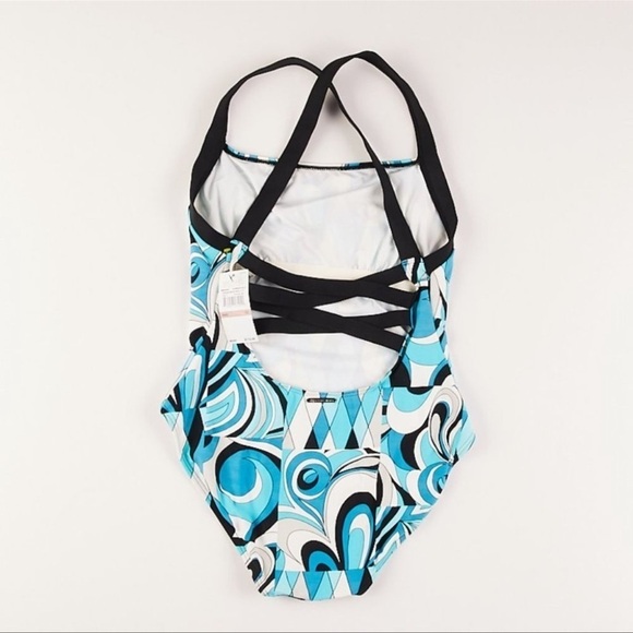 MICHAEL Michael Kors One Piece Summer Blue Cross Back Maillot Swimsuit Size 10 - Picture 6 of 12